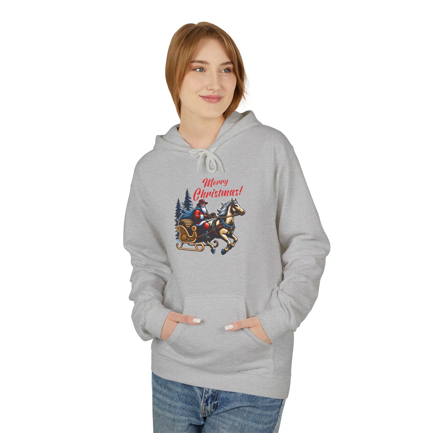 Merry Christmas Sleigh - Unisex Midweight Softstyle Fleece Hoodie